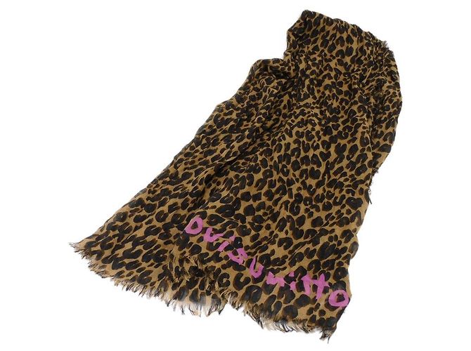 Sciarpa Graffiti Leopardo Louis Vuitton M72215 Marrone - vista 2