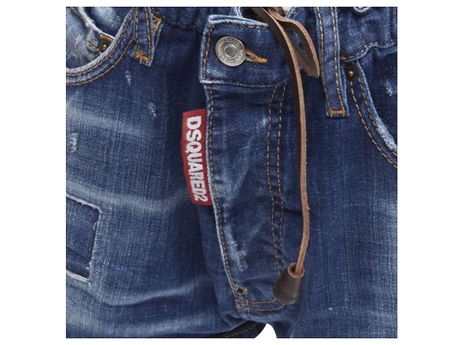 Shorts in denim bloomer con cordoncino e etichetta logo Dsquared2 - vista 2