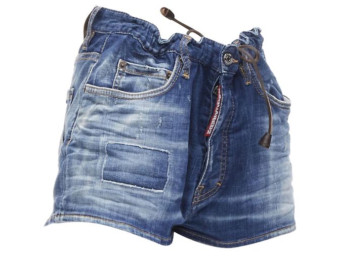 Shorts in denim bloomer con cordoncino e etichetta logo Dsquared2 - vista 3