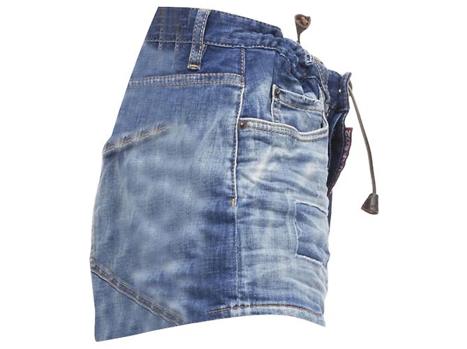 Shorts in denim bloomer con cordoncino e etichetta logo Dsquared2 - vista 4