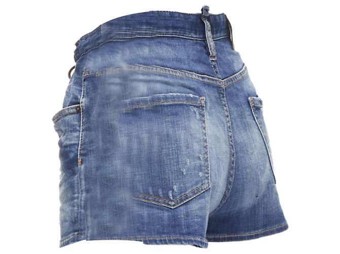 Shorts in denim bloomer con cordoncino e etichetta logo Dsquared2 - vista 6
