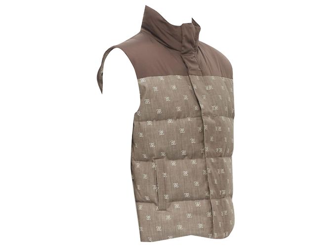 Chaleco acolchado de algodón jacquard con monograma FF Zucca de Fendi - vista 3