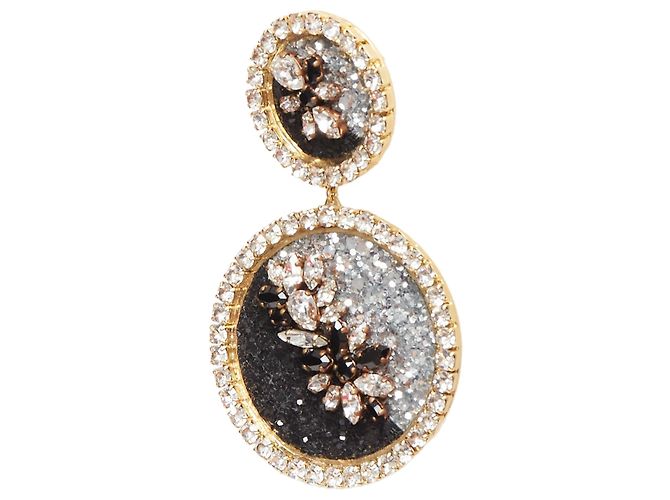Orecchini a clip in metallo Shourouk Ombre Crystal Sand Argento Metallico - vista 2