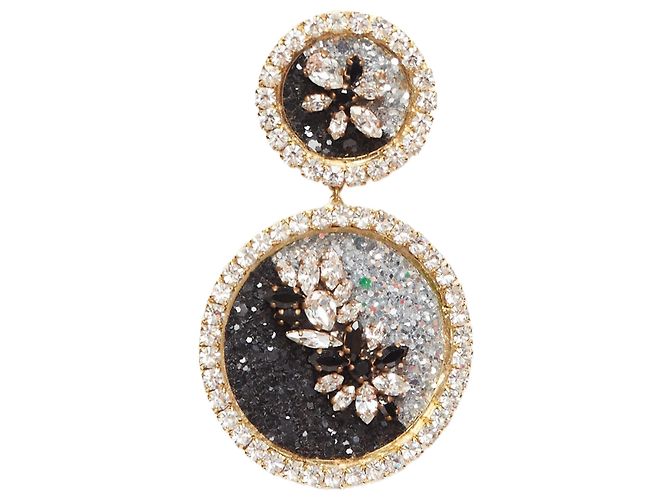 Orecchini a clip in metallo Shourouk Ombre Crystal Sand Argento Metallico - vista 4