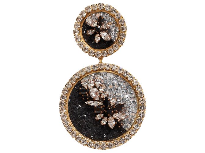 Orecchini a clip in metallo Shourouk Ombre Crystal Sand Argento Metallico - vista 5