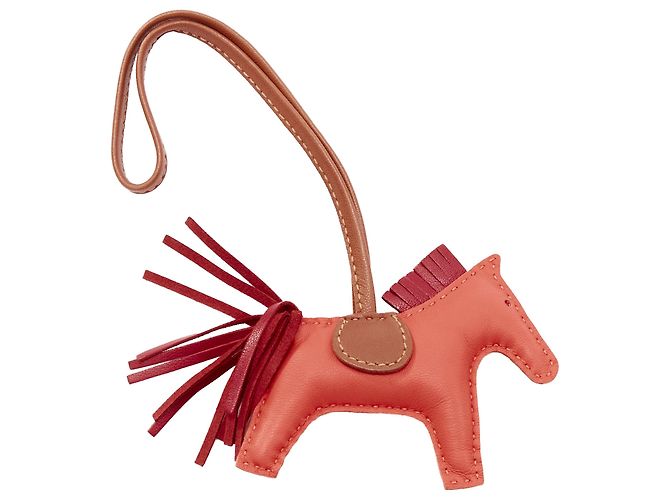Trim Hermès Charm per borsa a frange in pelle a forma di cavallo Hermes Rodeo PM Rosso - vista 2
