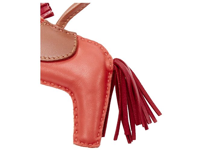 Hermès Hängeschmuck mit Fransen aus Leder, trimed Hermes Milo Rodeo MM Rot - Ansicht 3