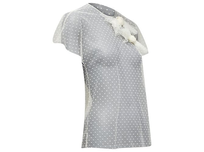 Top transparente con cuello de lazo asimétrico de lunares Red Valentino - vista 3