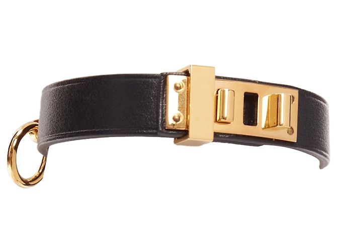 Ring Hermès Bracciale Lockette in pelle liscia con anello d'oro Mini Dog Hermes Nero - vista 3