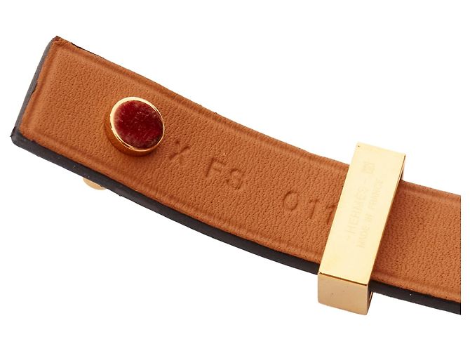 Ring Hermès Bracciale Lockette in pelle liscia con anello d'oro Mini Dog Hermes Nero - vista 5