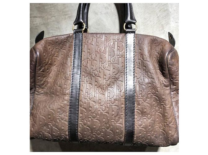 Dior Leder Trotter Boston Tasche mit geprägtem Diorissimo-Muster Braun - Ansicht 2
