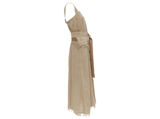 Nanushka Kleid mit Knopfleiste, Fransen und fransigem Saum mit Gürtel - Ansicht 4