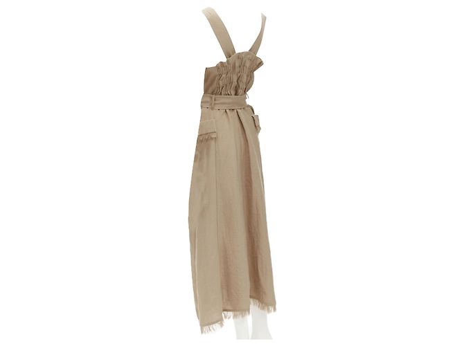 Nanushka Kleid mit Knopfleiste, Fransen und fransigem Saum mit Gürtel - Ansicht 6