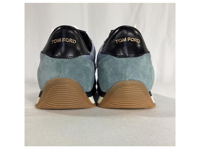 Sneakers basse con lacci Tom Ford in suede blu e nero - vista 13