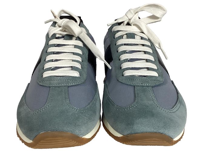 Sneakers basse con lacci Tom Ford in suede blu e nero - vista 3