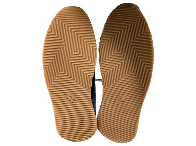 Sneakers basse con lacci Tom Ford in suede blu e nero - vista 7