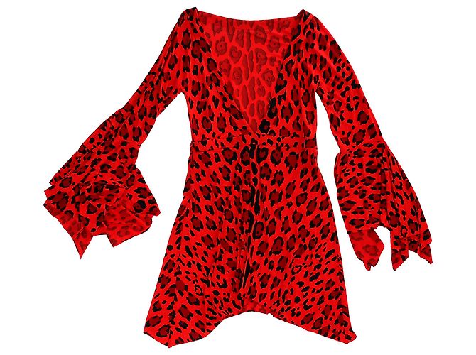 Vestido mini sin espalda de viscosa roja con estampado de leopardo Tom Ford - vista 2