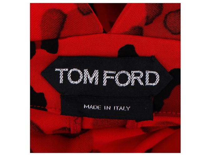 Vestido mini sin espalda de viscosa roja con estampado de leopardo Tom Ford - vista 3