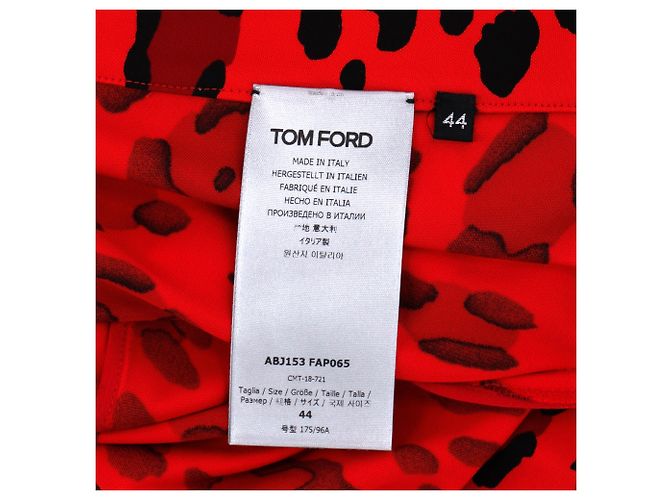 Vestido mini sin espalda de viscosa roja con estampado de leopardo Tom Ford - vista 4