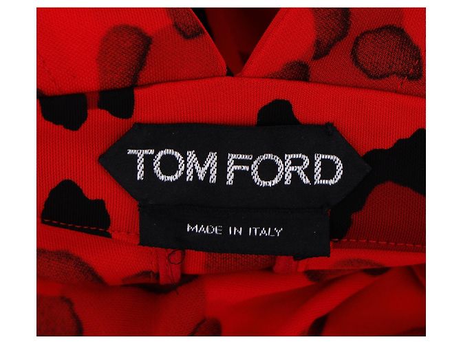Vestido mini sin espalda de viscosa roja con estampado de leopardo Tom Ford - vista 7