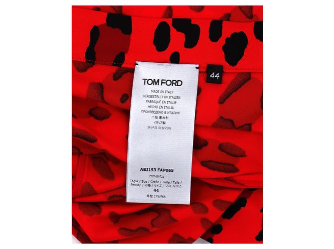 Vestido mini sin espalda de viscosa roja con estampado de leopardo Tom Ford - vista 8