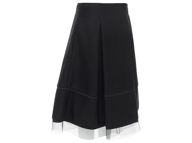 Saia A-Line em tule plissado com acabamento em malha Scuba da Donna Karan - vista 3