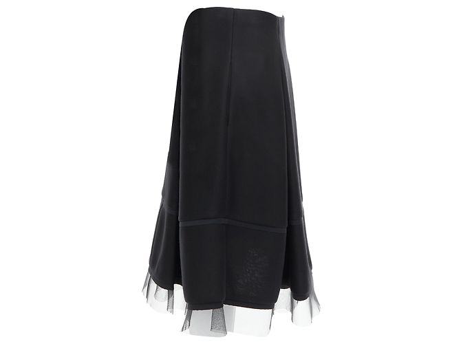 Saia A-Line em tule plissado com acabamento em malha Scuba da Donna Karan - vista 4