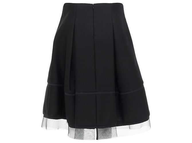 Saia A-Line em tule plissado com acabamento em malha Scuba da Donna Karan - vista 5