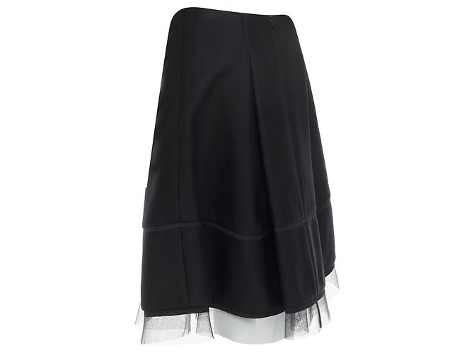 Saia A-Line em tule plissado com acabamento em malha Scuba da Donna Karan - vista 6