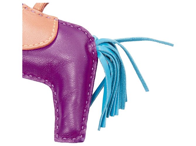 Hermès Charm de caballo con flecos de cuero trimado Hermes Rodeo PM Púrpura - vista 4