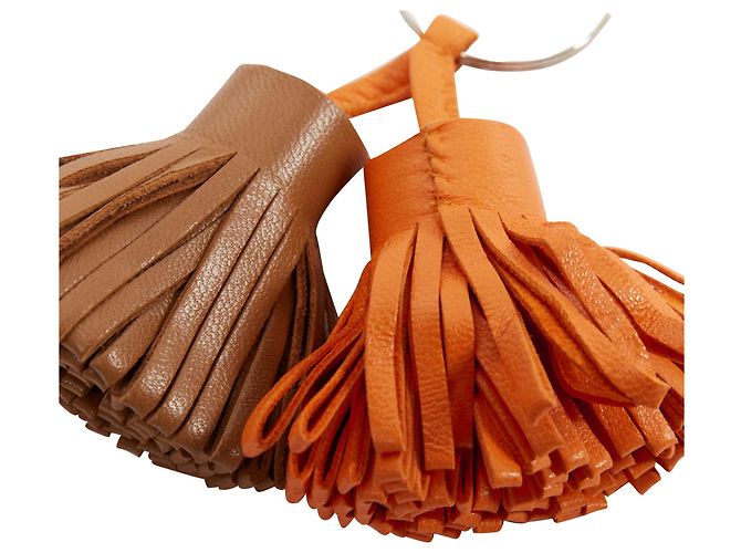 Ring Hermès Charm de bolso de plata con doble borla Hermes Carmen Uno Dos Castaño - vista 3