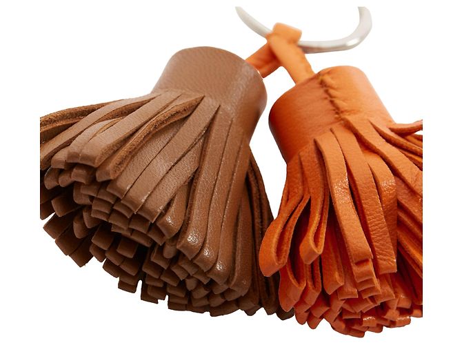 Ring Hermès Charm de bolso de plata con doble borla Hermes Carmen Uno Dos Castaño - vista 4