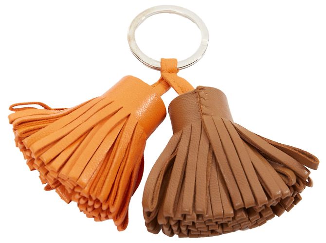Ring Hermès Charm de bolso de plata con doble borla Hermes Carmen Uno Dos Castaño - vista 5