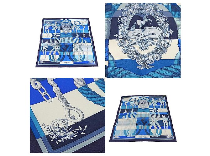 Foulard in seta Hermès Carré 45 Blu - vista 2