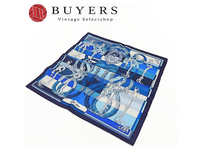 Foulard in seta Hermès Carré 45 Blu - vista 4