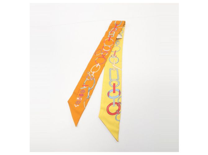 Bufanda de seda Hermès Twilly DO RE BOUCLES Naranja - vista 4