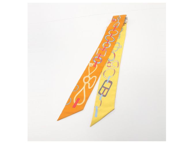 Bufanda de seda Hermès Twilly DO RE BOUCLES Naranja - vista 5