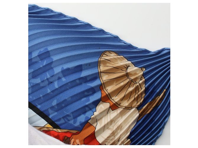 Hermès Sciarpa in seta Hermes MARCHE FLOTTANT DU LAC INLE Blu - vista 2