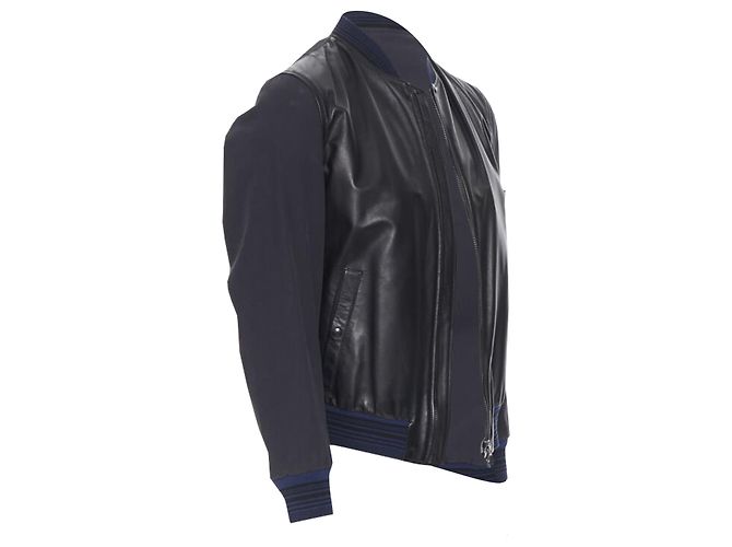 Giacca bomber in pelle di agnello a contrasto Lanvin Alber Elbaz - vista 3
