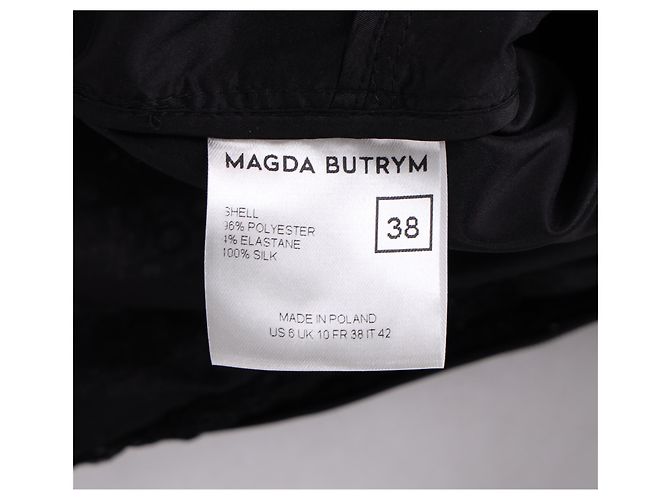 Vestido midi off-shoulder de seda negra con detalles de encaje de Magda Butrym - vista 4
