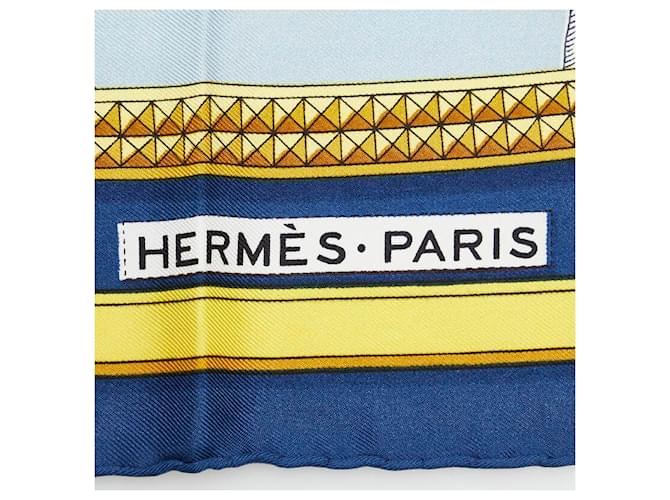 Sciarpa in seta Hermès Grand Apparat Blu - vista 4