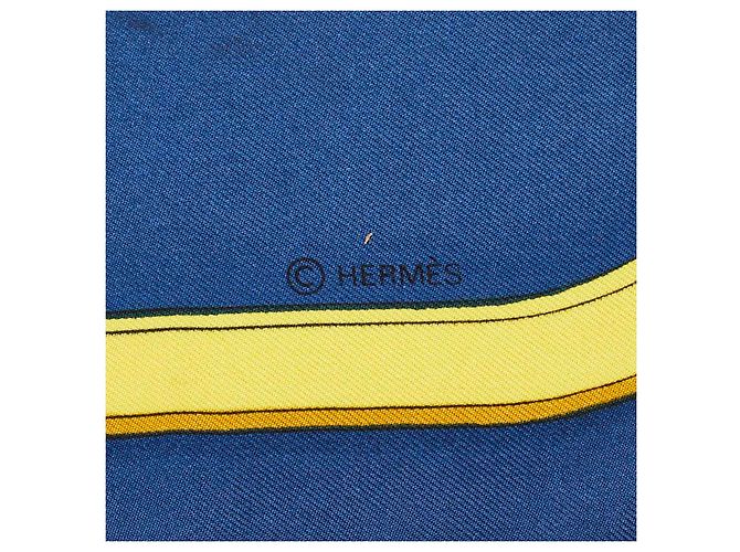 Sciarpa in seta Hermès Grand Apparat Blu - vista 6