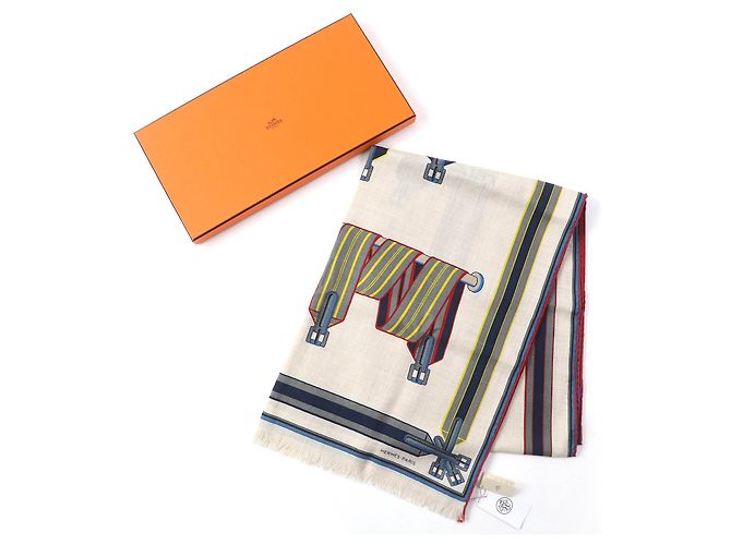 Chal de cachemira y seda Sangles de Hermès Multicolor - vista 2