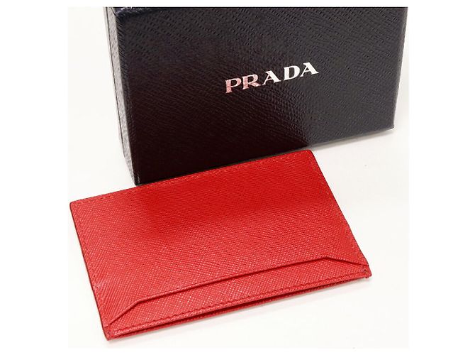 Porte-cartes en cuir Saffiano rouge Prada 1MC208 - vue 2