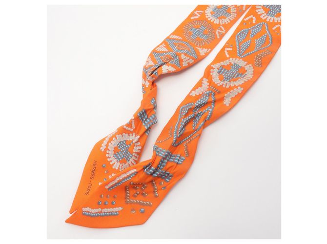 Foulard Twilly in seta Hermès arancione multicolore - vista 5