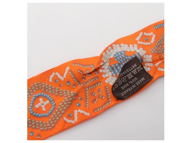 Foulard Twilly in seta Hermès arancione multicolore - vista 6