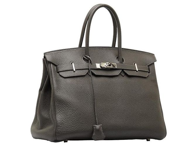 Hermès Borsa Hermes Birkin 35 Togo con hardware argentato Grigio - vista 2