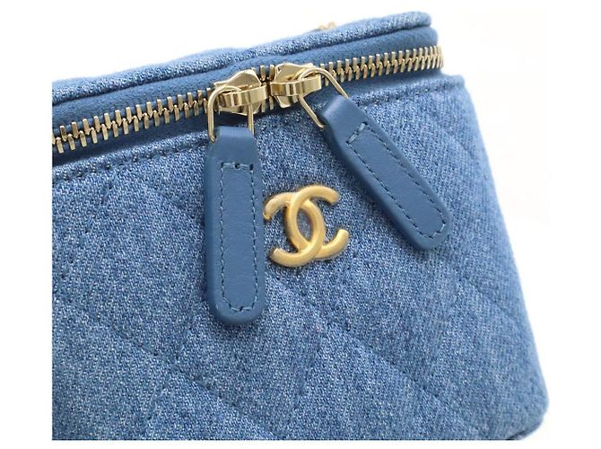Chanel Denim Matelasse Small Vanity Bag Blue - view 4