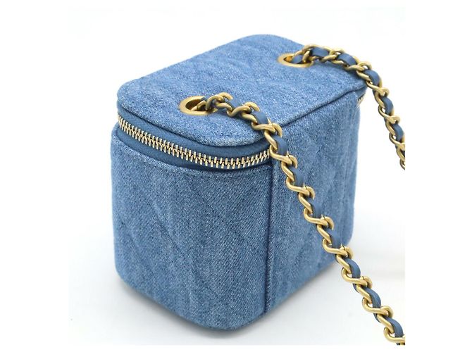 Chanel Denim Matelasse Small Vanity Bag Blue - view 6