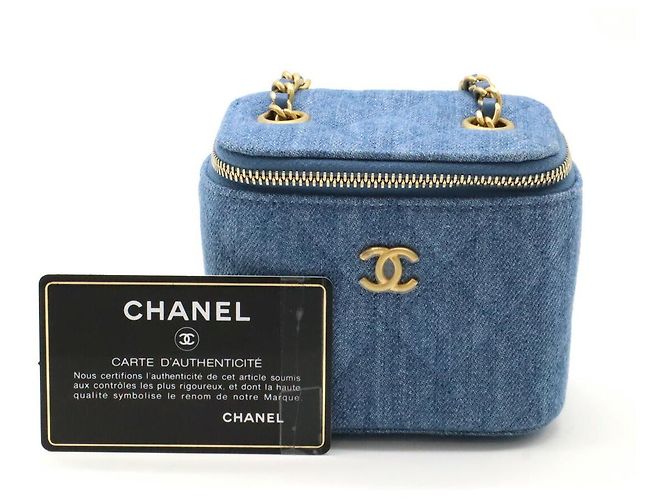 Chanel Denim Matelasse Small Vanity Bag Blue - view 8